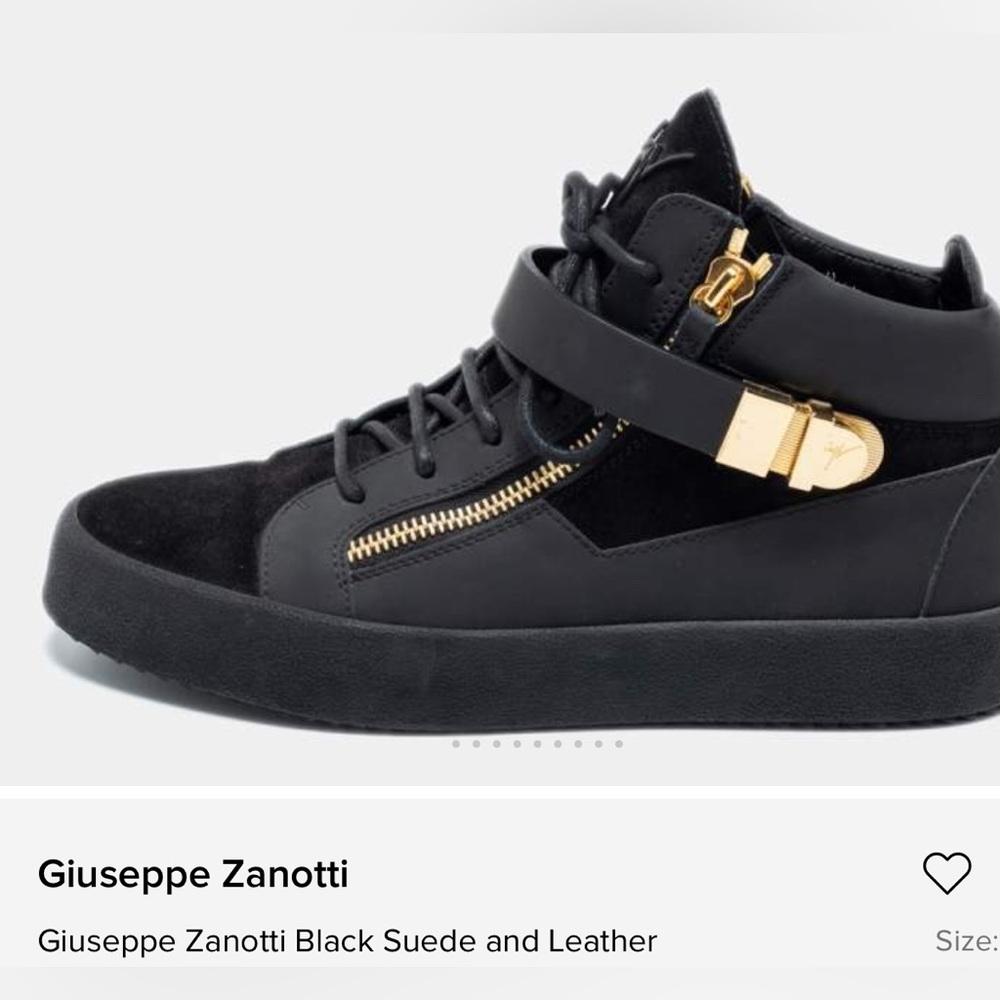 Giuseppe Zanotti Black Suede and Leather Women's Shoes with gold accents ⚜️